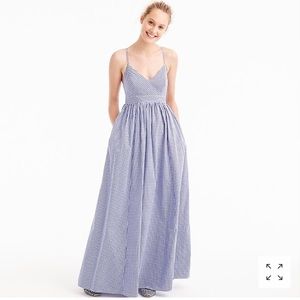 *Reserved* Gingham Cross-back, Tie-back Maxi Dress